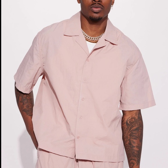 Fashion Nova Other - Fashion Nova Men Nylon Short Sleeve Button Up